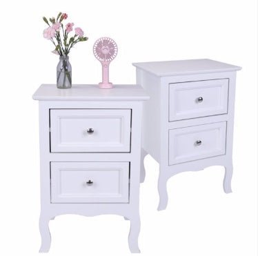 Set of 2 Nightstands with 2 Drawers – Country Style End Tables for Bedroom - goosavvy.com
