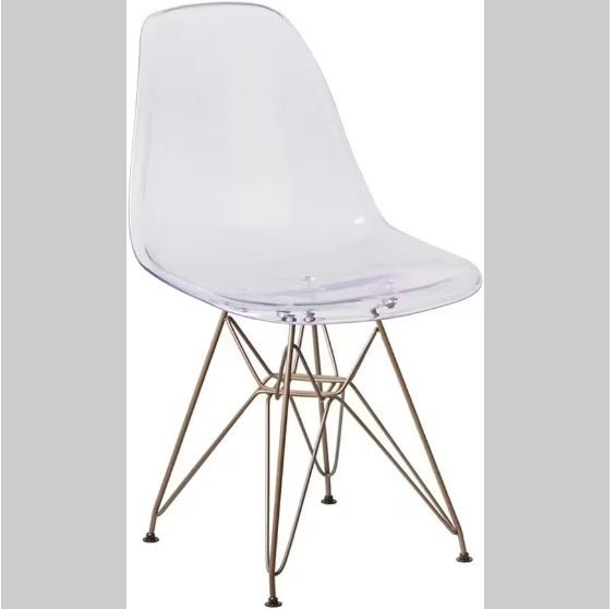 Set of 2 Transparent Eames - Style Dining Chairs with Gold Eiffel Base - goosavvy.com