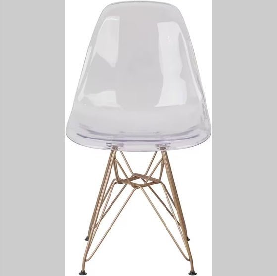 Set of 2 Transparent Eames - Style Dining Chairs with Gold Eiffel Base - goosavvy.com