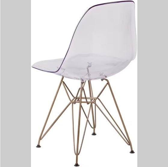 Set of 2 Transparent Eames - Style Dining Chairs with Gold Eiffel Base - goosavvy.com