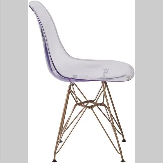 Set of 2 Transparent Eames - Style Dining Chairs with Gold Eiffel Base - goosavvy.com