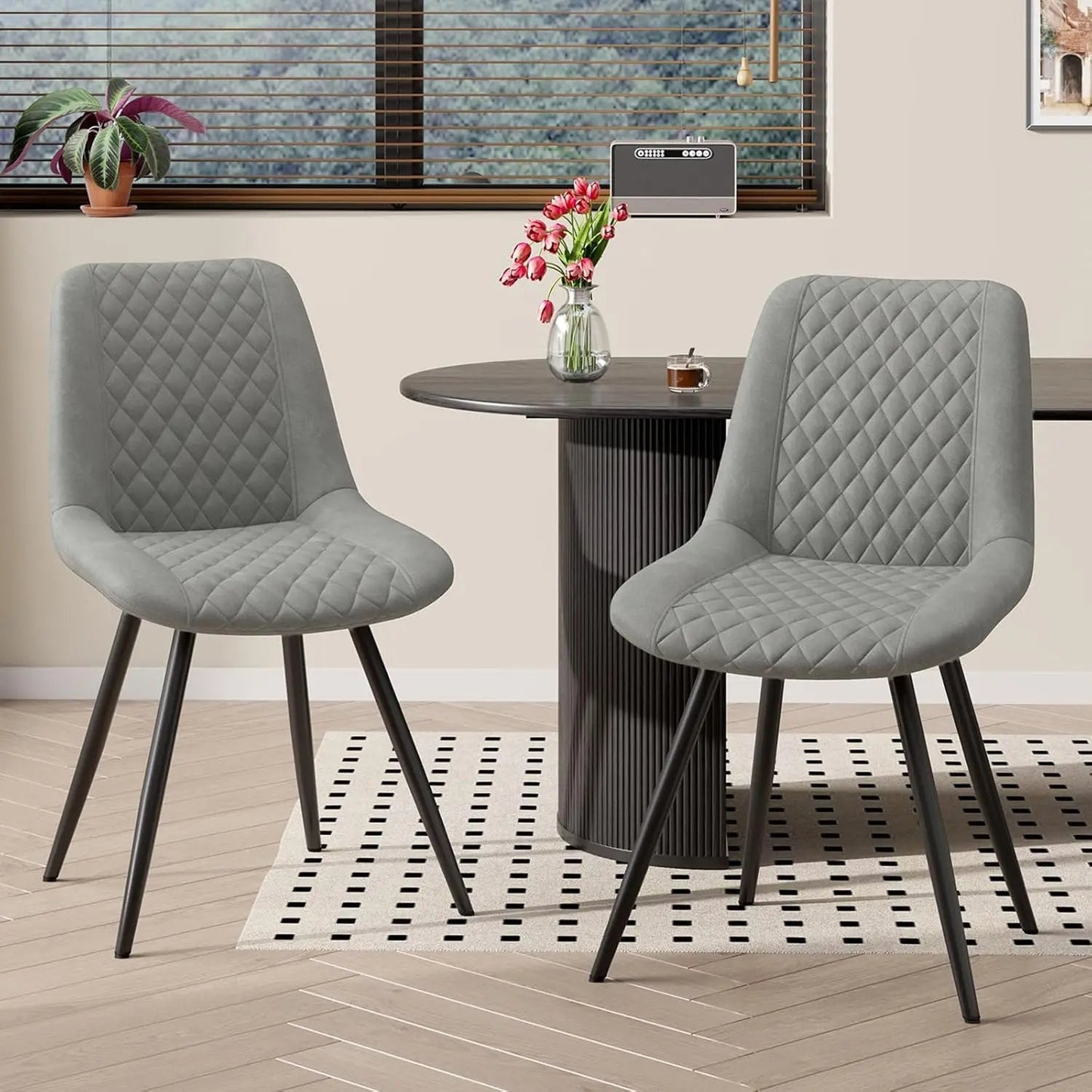 Set of 4 Modern PU Leather Dining Chairs with Metal Legs – Ergonomic & Upholstered Kitchen Chairs for Dining Room or Office - goosavvy.com
