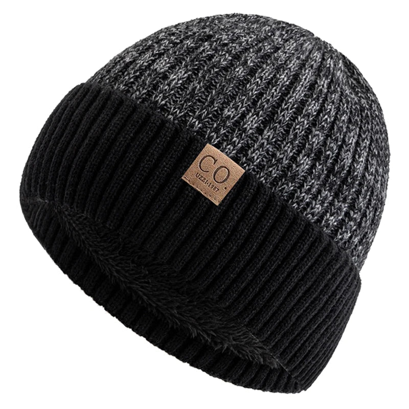 Unisex Two - Tone Thermal Beanie Hat | Knitted Winter Cap with Plush Faux - Fur Lining | Cozy & Fashionable Ski Skull Cap - goosavvy.com