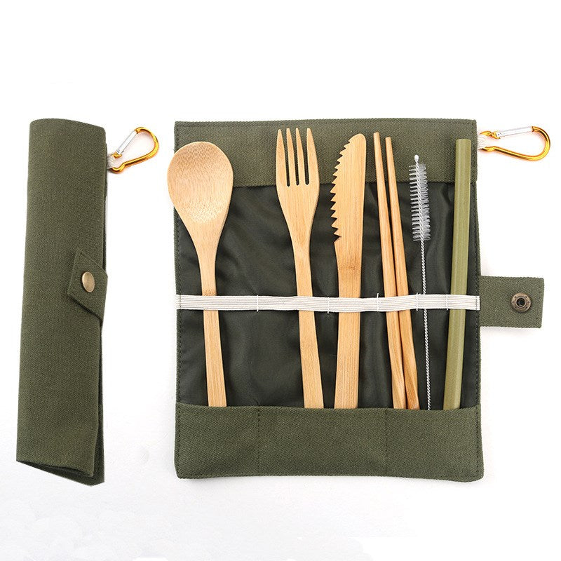 Bamboo Travel Cutlery Set | Portable Flatware | Reusable Cutlery Set in Travel Pouch - goosavvy.com