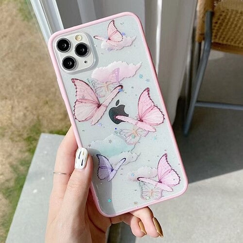 Butterfly Phone Case for iPhone - For Multiple Models | Cute Glitter Phone Case - goosavvy.com