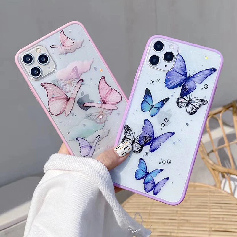 Butterfly Phone Case for iPhone - For Multiple Models | Cute Glitter Phone Case - goosavvy.com
