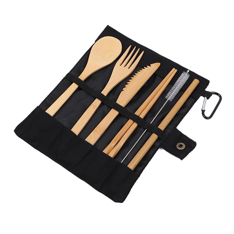 Bamboo Travel Cutlery Set | Portable Flatware | Reusable Cutlery Set in Travel Pouch - goosavvy.com