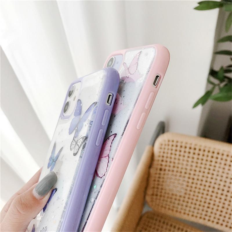 Butterfly Phone Case for iPhone - For Multiple Models | Cute Glitter Phone Case - goosavvy.com