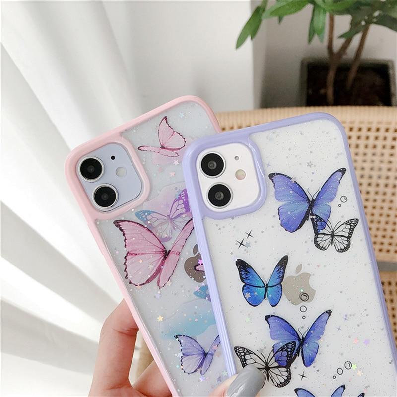 Butterfly Phone Case for iPhone - For Multiple Models | Cute Glitter Phone Case - goosavvy.com