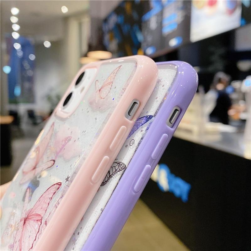 Butterfly Phone Case for iPhone - For Multiple Models | Cute Glitter Phone Case - goosavvy.com