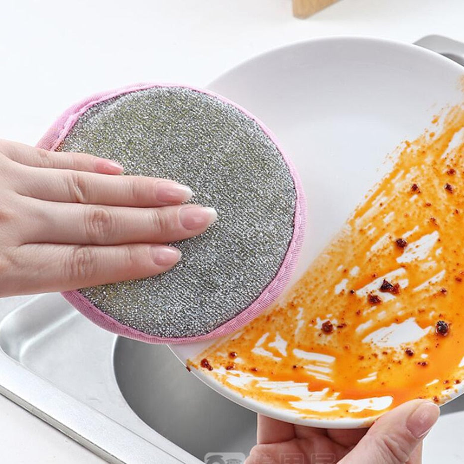 1pc Kitchen Dishwashing Sponge Scrub Pad With Two Sides For Cleaning Dishes,  Bowls, Pans, Etc.