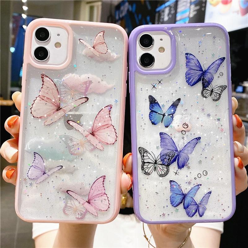 Butterfly Phone Case for iPhone - For Multiple Models | Cute Glitter Phone Case - goosavvy.com