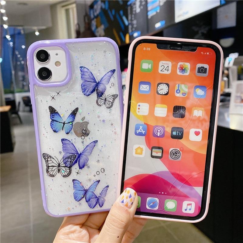 Butterfly Phone Case for iPhone - For Multiple Models | Cute Glitter Phone Case - goosavvy.com