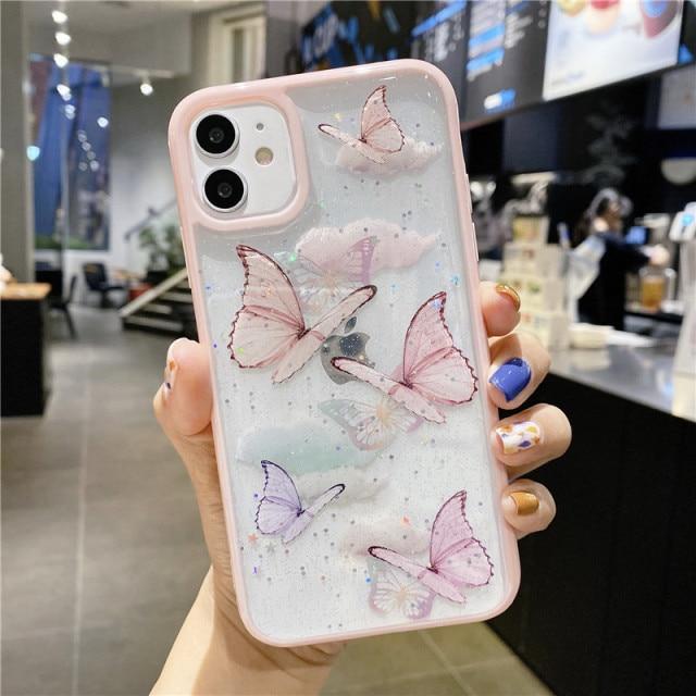 Butterfly Phone Case for iPhone - For Multiple Models | Cute Glitter Phone Case - goosavvy.com