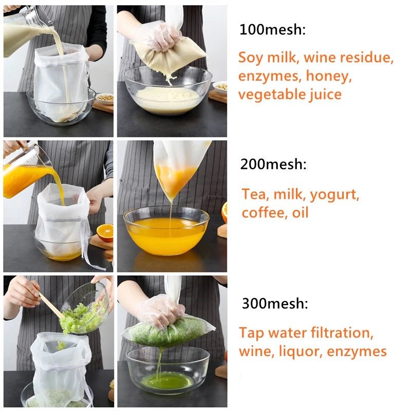 Reusable Food Grade Nylon Food Filter Bag with Draw String - goosavvy.com