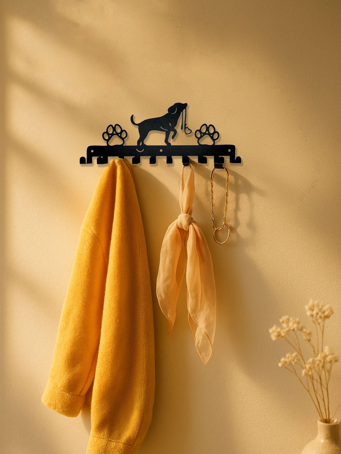 10 - Hook Dog Silhouette Wall Mounted Organizer – Durable Iron Metal Rack for Leashes, Coats, and Keys - goosavvy.com