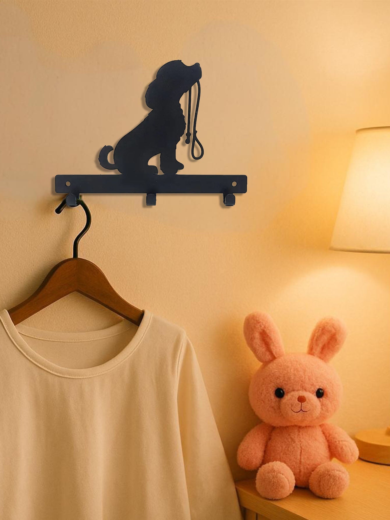 1pc Decorative Iron Crafts Dog Leash Holder – Wall-Mounted Rack with Hooks for Pet Gear & Entryway Keys