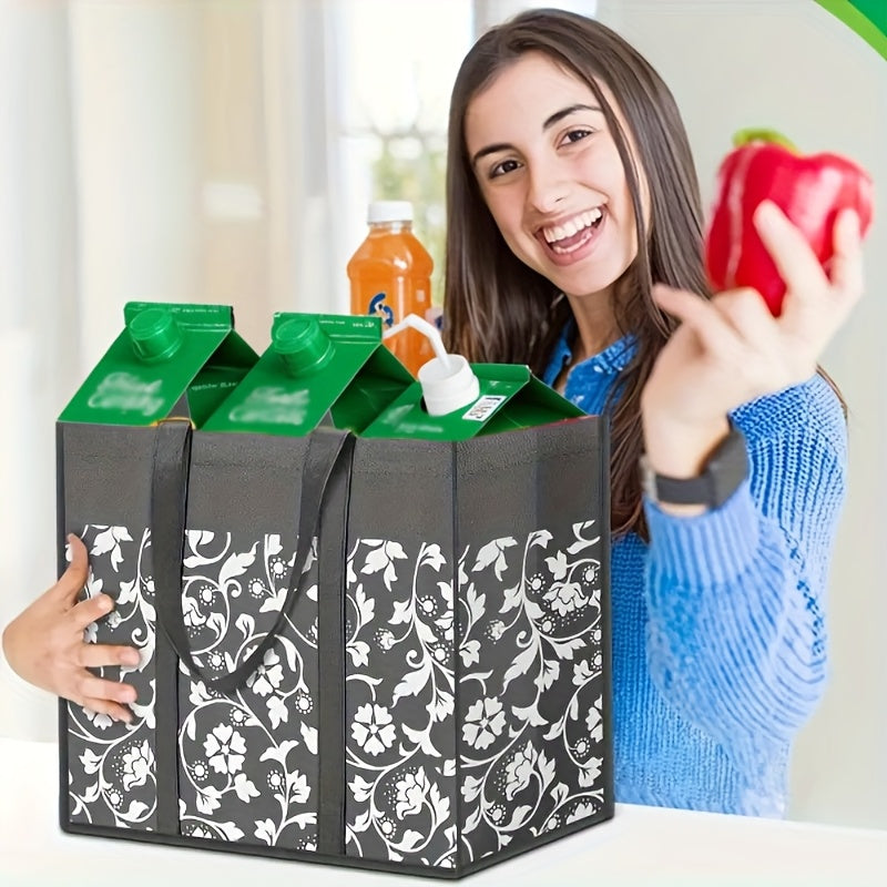 1pc Foldable Reusable Shopping Tote Bag – Water-Resistant & Heavy-Duty for Groceries – Reinforced Handles, Choose from 4 Stylish Patterns