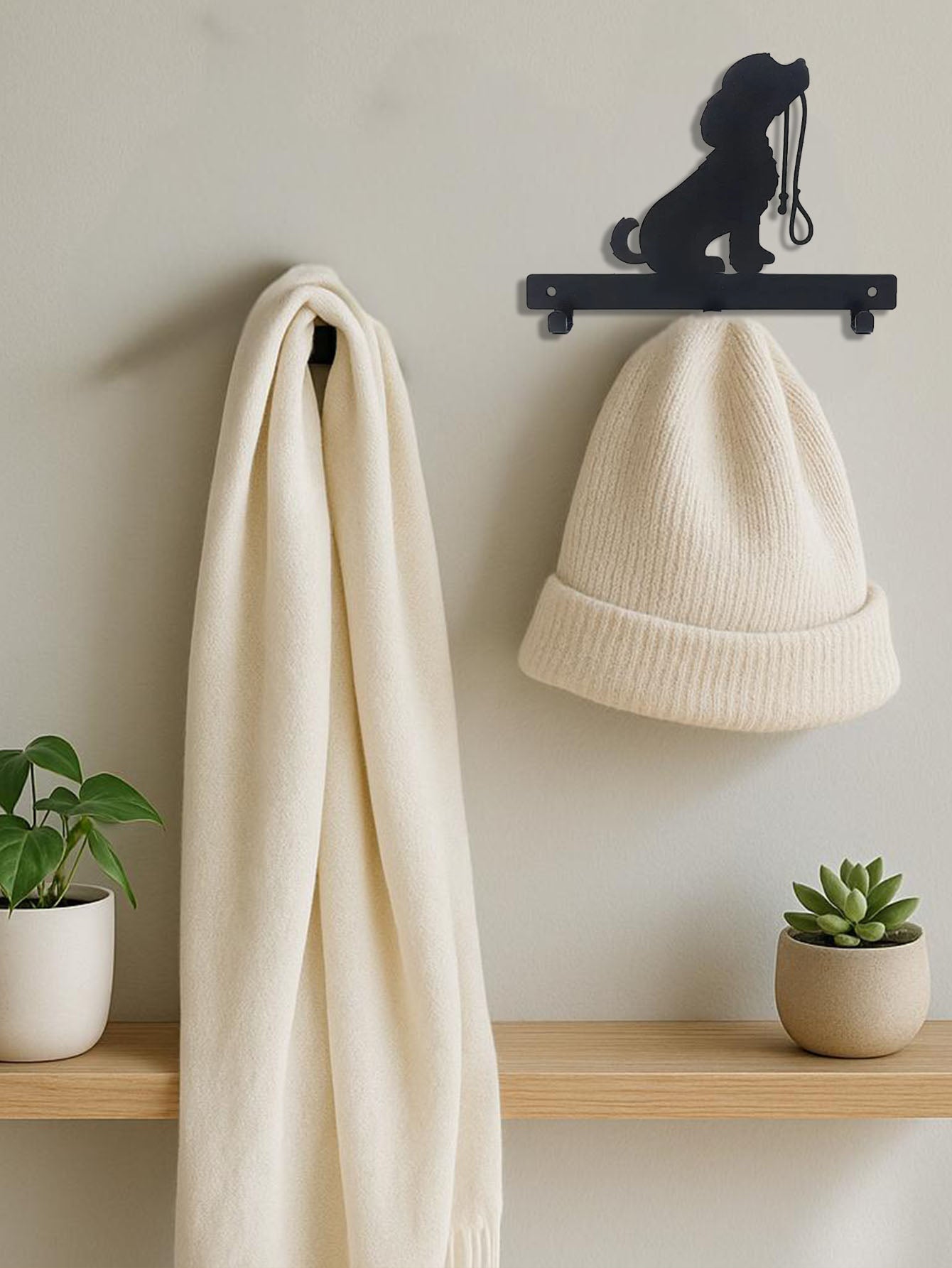 1pc Decorative Iron Crafts Dog Leash Holder – Wall - Mounted Rack with 3 Hooks for Pet Gear & Entryway Keys - goosavvy.com