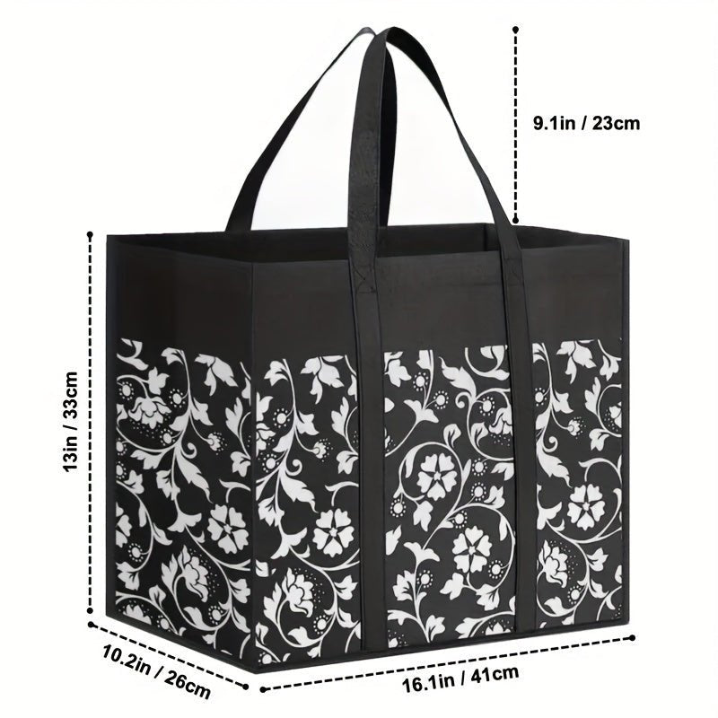 1pc Foldable Reusable Shopping Tote Bag – Water - Resistant & Heavy - Duty for Groceries – Reinforced Handles, Choose from 4 Stylish Patterns - goosavvy.com