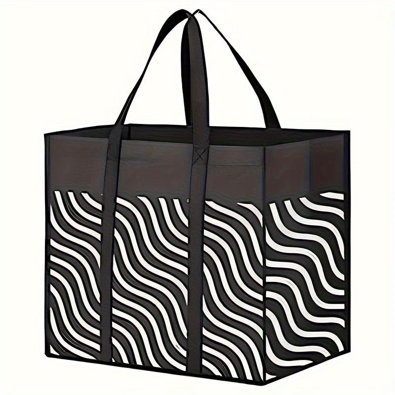 1pc Foldable Reusable Shopping Tote Bag – Water - Resistant & Heavy - Duty for Groceries – Reinforced Handles, Choose from 4 Stylish Patterns - goosavvy.com