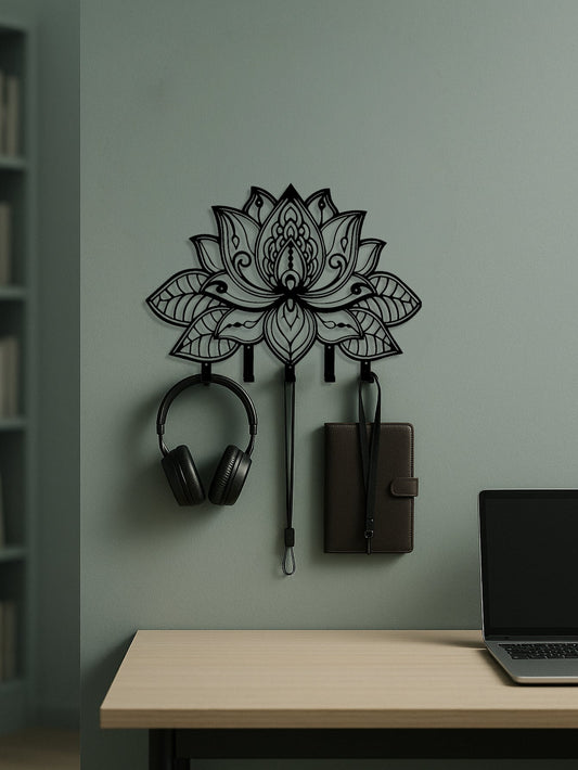 1pc Modern Decorative Metal Wall Rack with 5 Hooks – Intricate Floral Design for Keys, Hats, and Jewelry - goosavvy.com