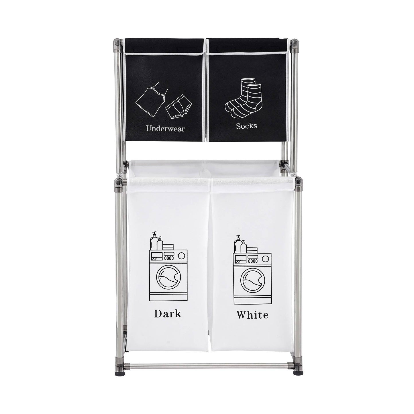 2 - Tier Laundry Hamper Sorter with 4 Removable Bags for Easy Organization - goosavvy.com