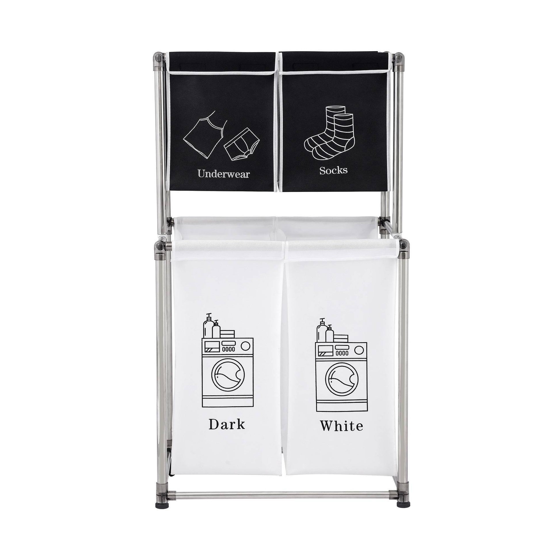 2 - Tier Laundry Hamper Sorter with 4 Removable Bags for Easy Organization - goosavvy.com
