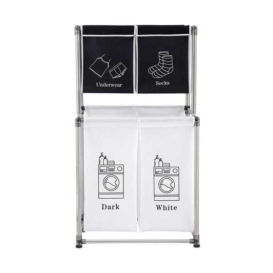 2 - Tier Laundry Hamper Sorter with 4 Removable Bags for Easy Organization - goosavvy.com