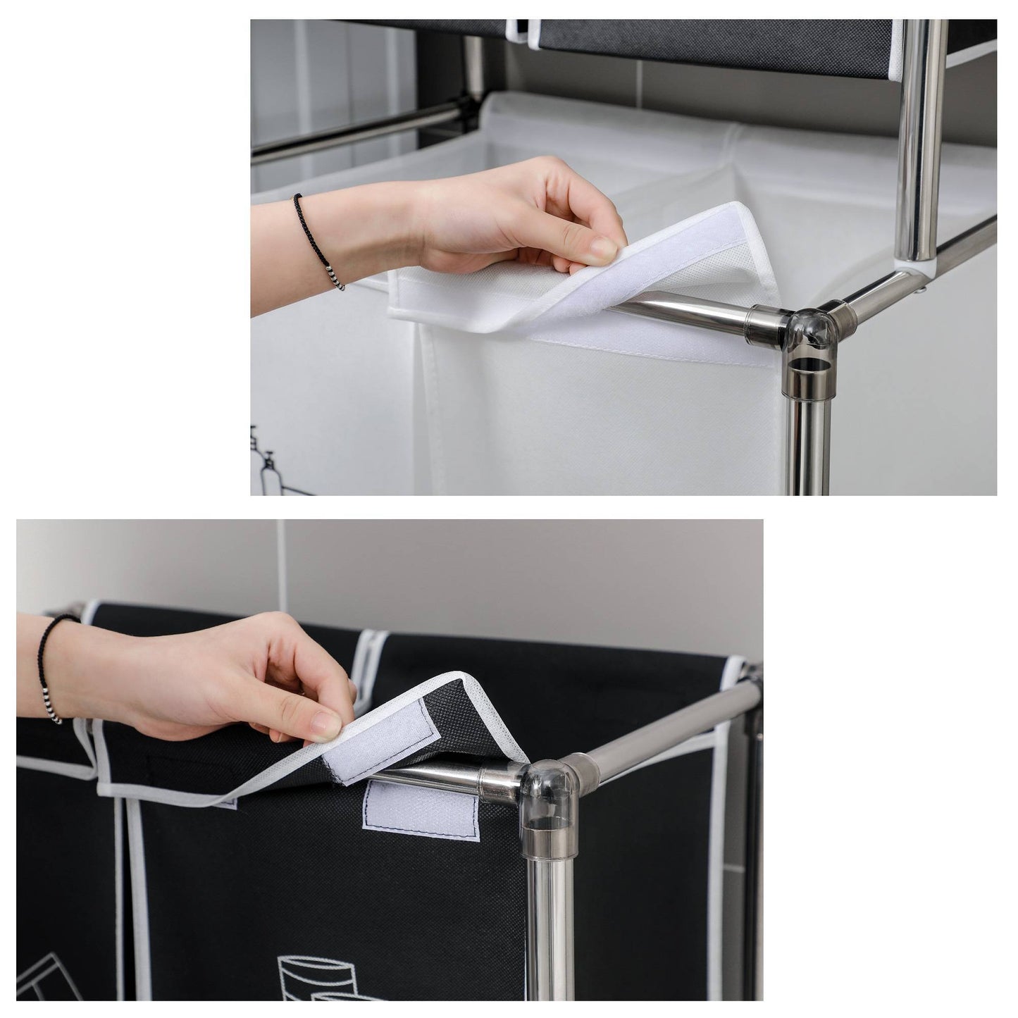 2 - Tier Laundry Hamper Sorter with 4 Removable Bags for Easy Organization - goosavvy.com