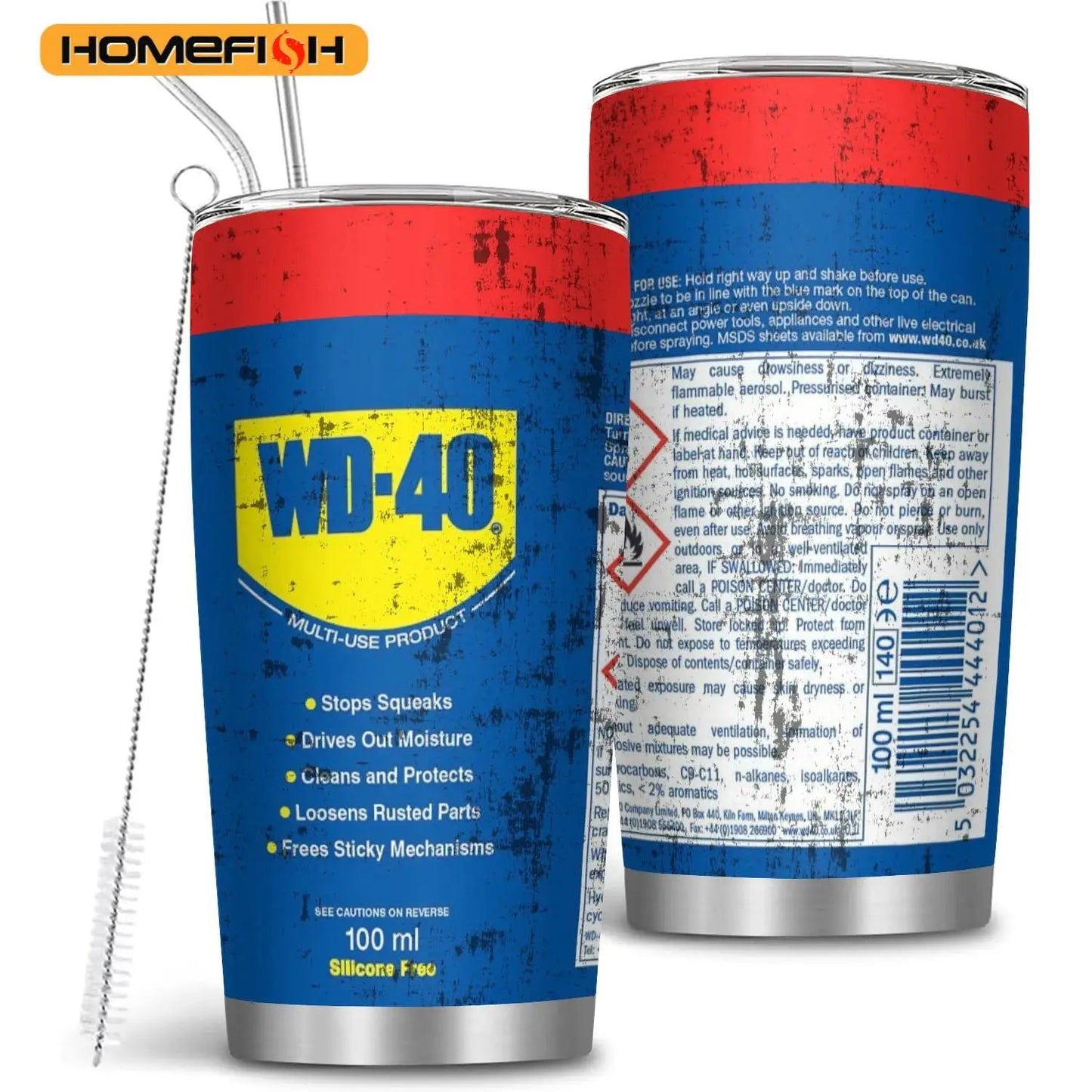 20oz Engine Oil Filter Style Stainless Steel Tumbler – Double - Wall Vacuum Insulated Cup with Lid & Straw, Hot & Cold Reusable Travel Flask - goosavvy.com