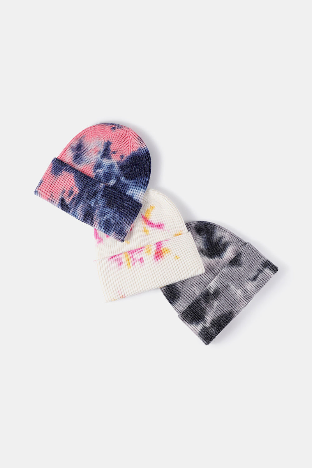 Ladies Tie-Dye Cuffed Rib-Knit Beanie Hat