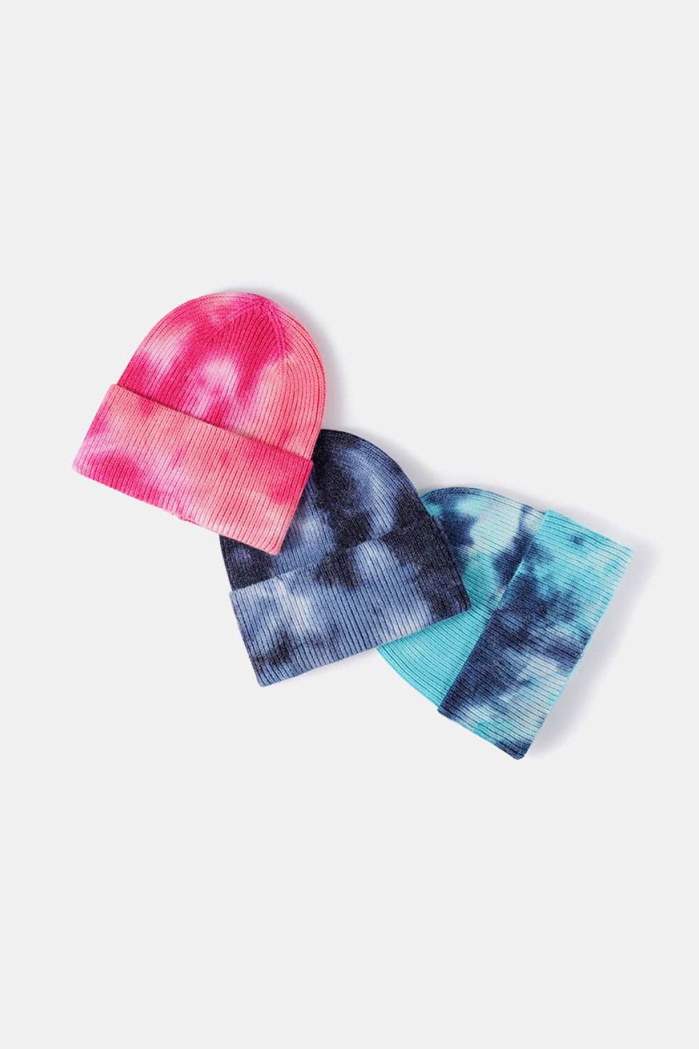 Ladies Tie-Dye Cuffed Rib-Knit Beanie Hat