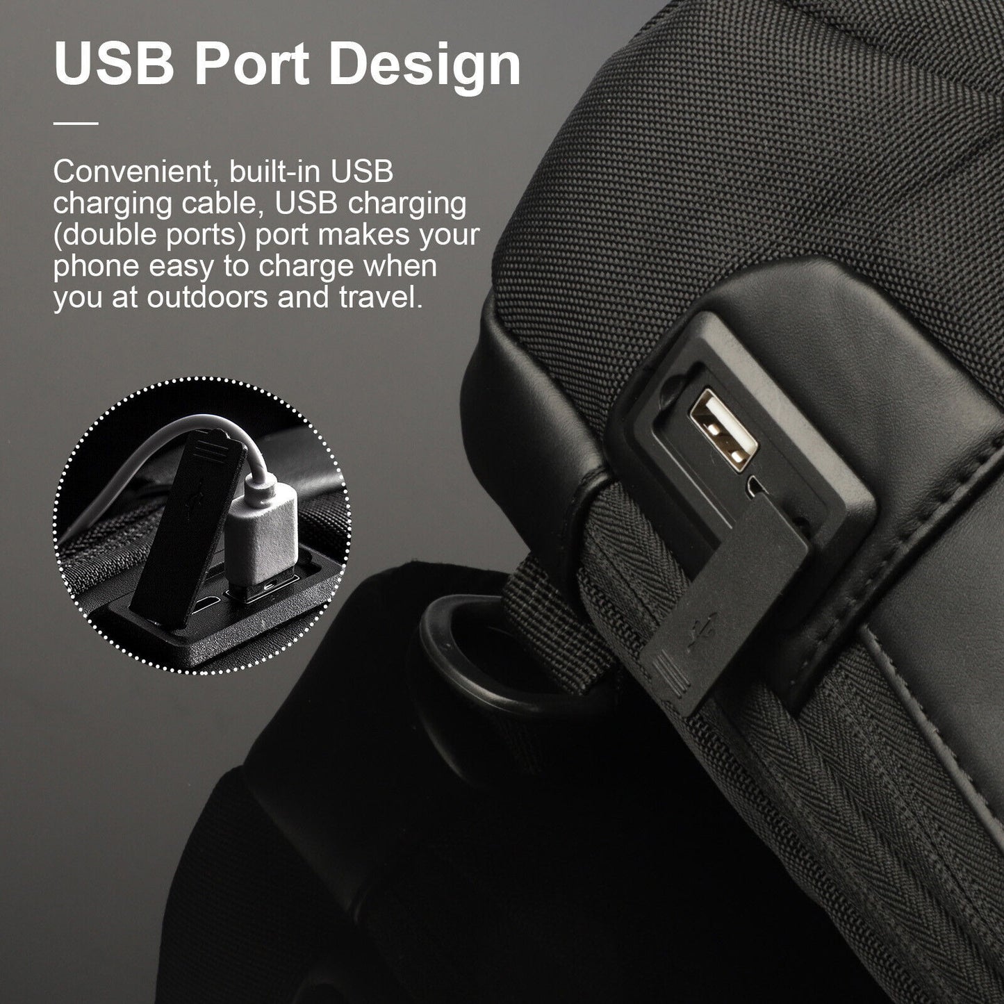 Men's Waterproof Anti-Theft Sling Crossbody Bag with USB Charging Port