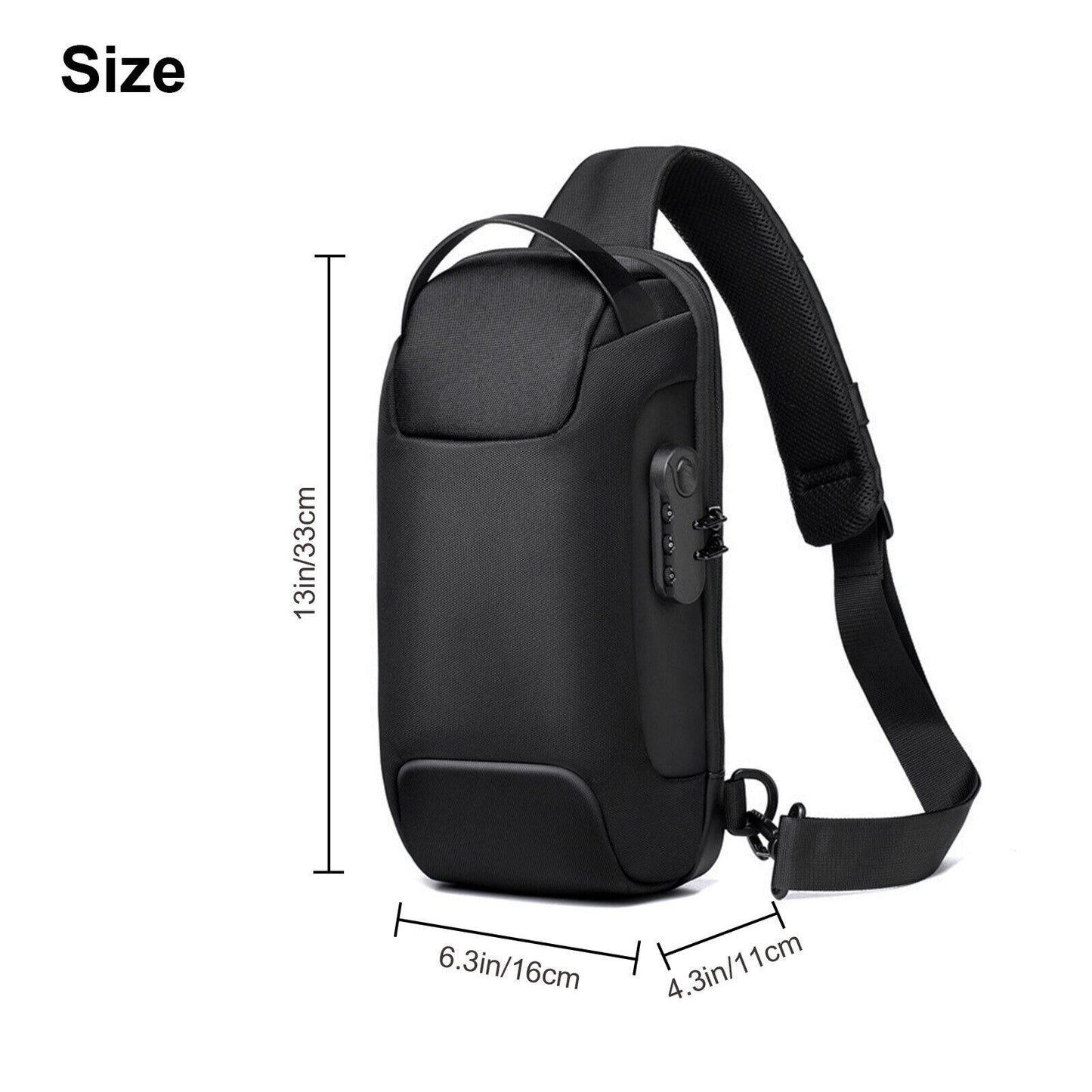 Men's Waterproof Anti-Theft Sling Crossbody Bag with USB Charging Port