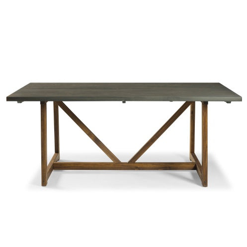 Modern Farmhouse Solid Wood V-Frame Trestle Dining Table - Grey Brown