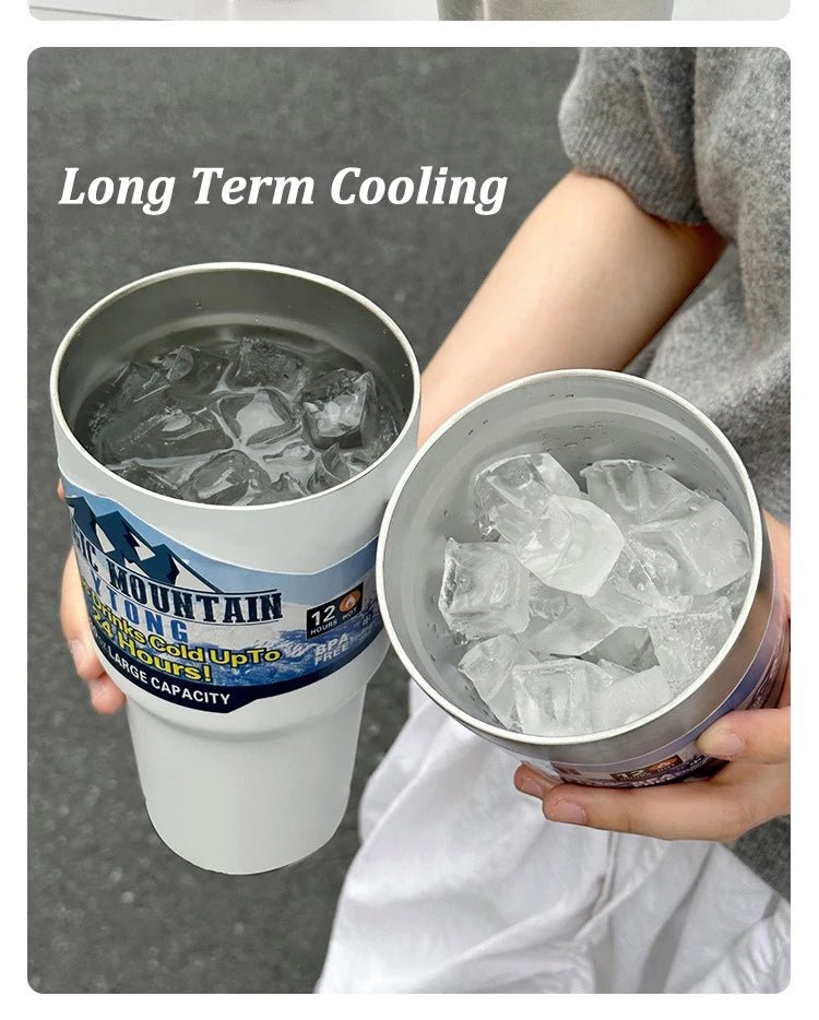 30oz Stainless Steel Ice Cup – Vacuum - Insulated Tumbler with Straw & Slide Lid | Keeps Drinks Cold Up to 24 Hours - goosavvy.com