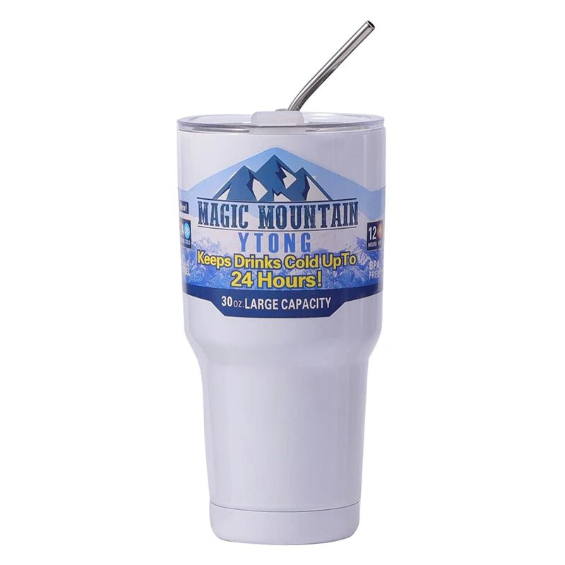 30oz Stainless Steel Ice Cup – Vacuum - Insulated Tumbler with Straw & Slide Lid | Keeps Drinks Cold Up to 24 Hours - goosavvy.com