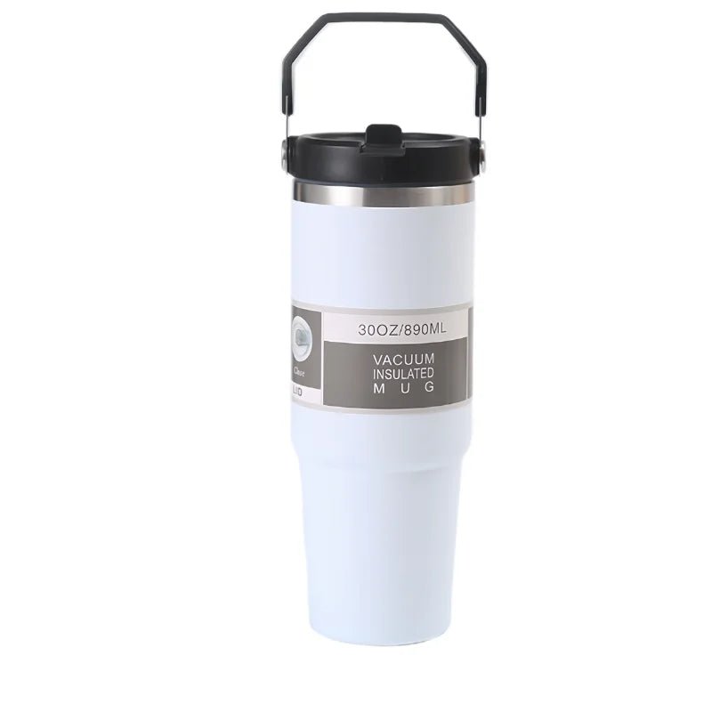 30oz Vacuum - Insulated Stainless Steel Travel Mug with Handle & Hidden Straw – Large Capacity Car Cup Thermos - goosavvy.com