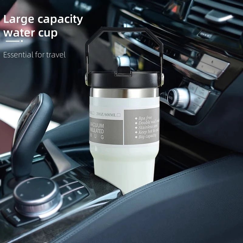 30oz Vacuum - Insulated Stainless Steel Travel Mug with Handle & Hidden Straw – Large Capacity Car Cup Thermos - goosavvy.com