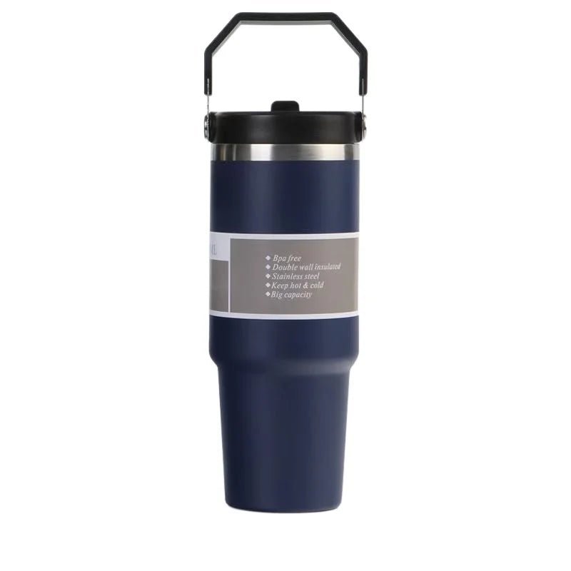 30oz Vacuum - Insulated Stainless Steel Travel Mug with Handle & Hidden Straw – Large Capacity Car Cup Thermos - goosavvy.com