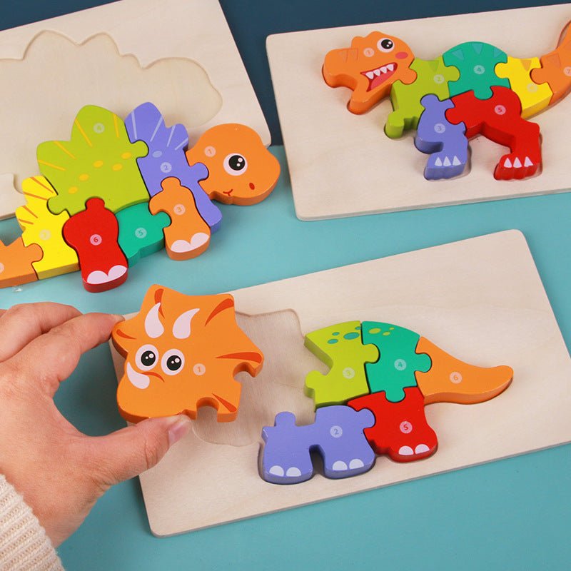 3D Wooden Dinosaur Puzzle Shape Matching Game – Montessori Educational Toy for Fine Motor Skill Development, Ages 3+ - goosavvy.com