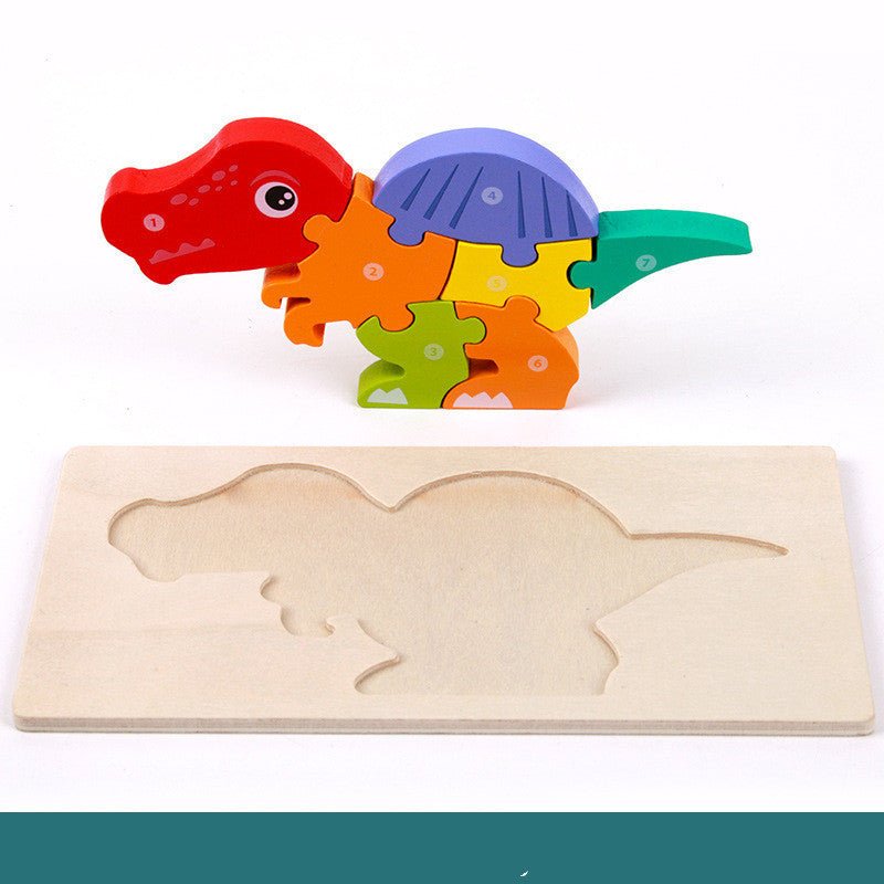 3D Wooden Dinosaur Puzzle Shape Matching Game – Montessori Educational Toy for Fine Motor Skill Development, Ages 3+ - goosavvy.com