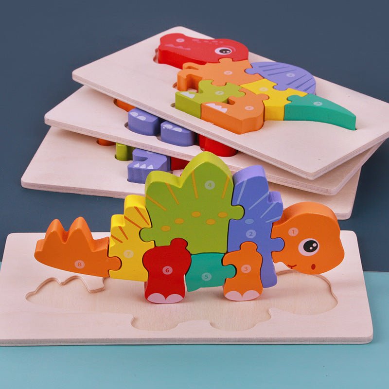 3D Wooden Dinosaur Puzzle Shape Matching Game – Montessori Educational Toy for Fine Motor Skill Development, Ages 3+ - goosavvy.com