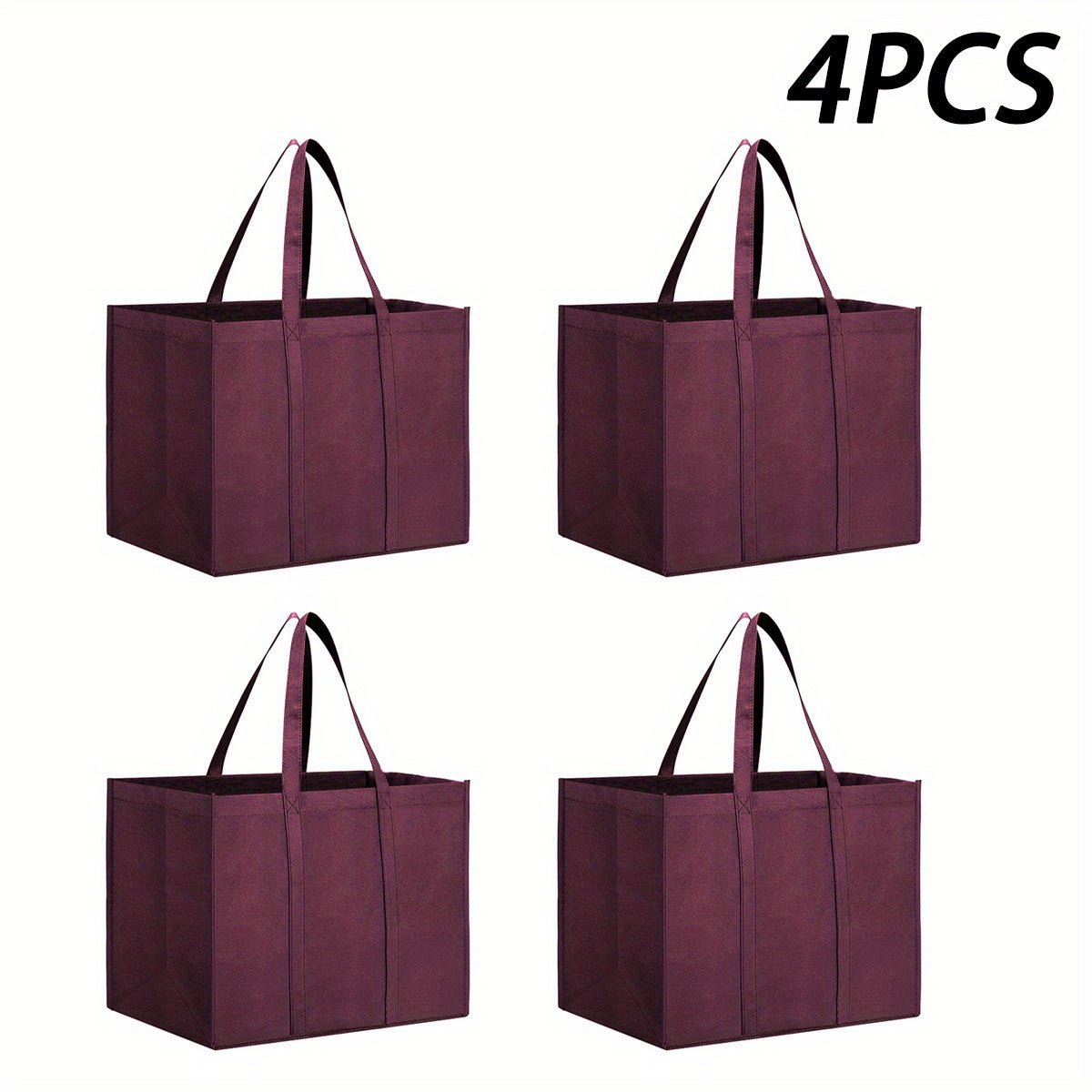 4 - Pack Heavy - Duty Reusable Shopping Bags - Durable Non - Woven Tote in Purple & Teal Mix - Reinforced, Foldable, Spacious Grocery Carryall - goosavvy.com