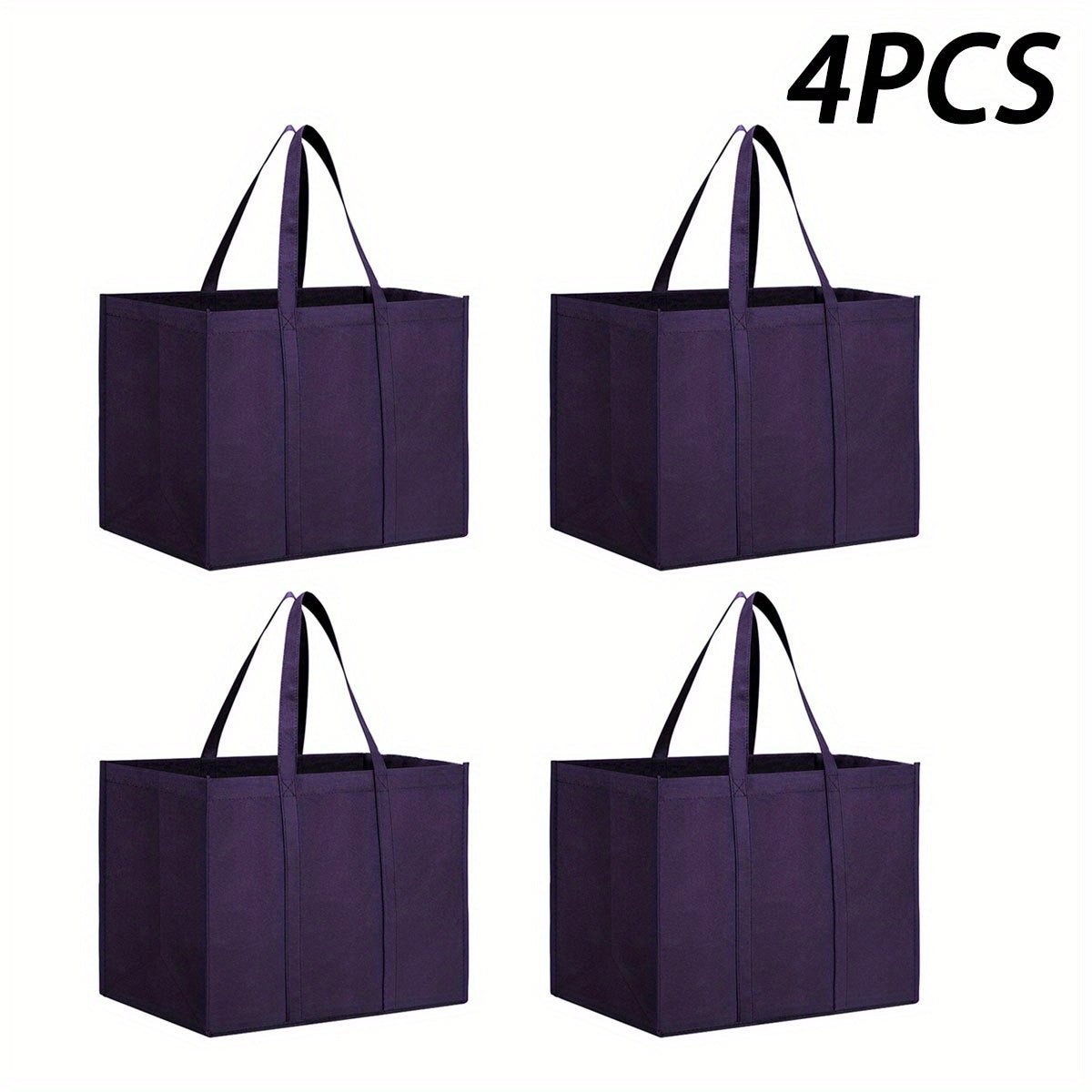 4 - Pack Heavy - Duty Reusable Shopping Bags - Durable Non - Woven Tote in Purple & Teal Mix - Reinforced, Foldable, Spacious Grocery Carryall - goosavvy.com