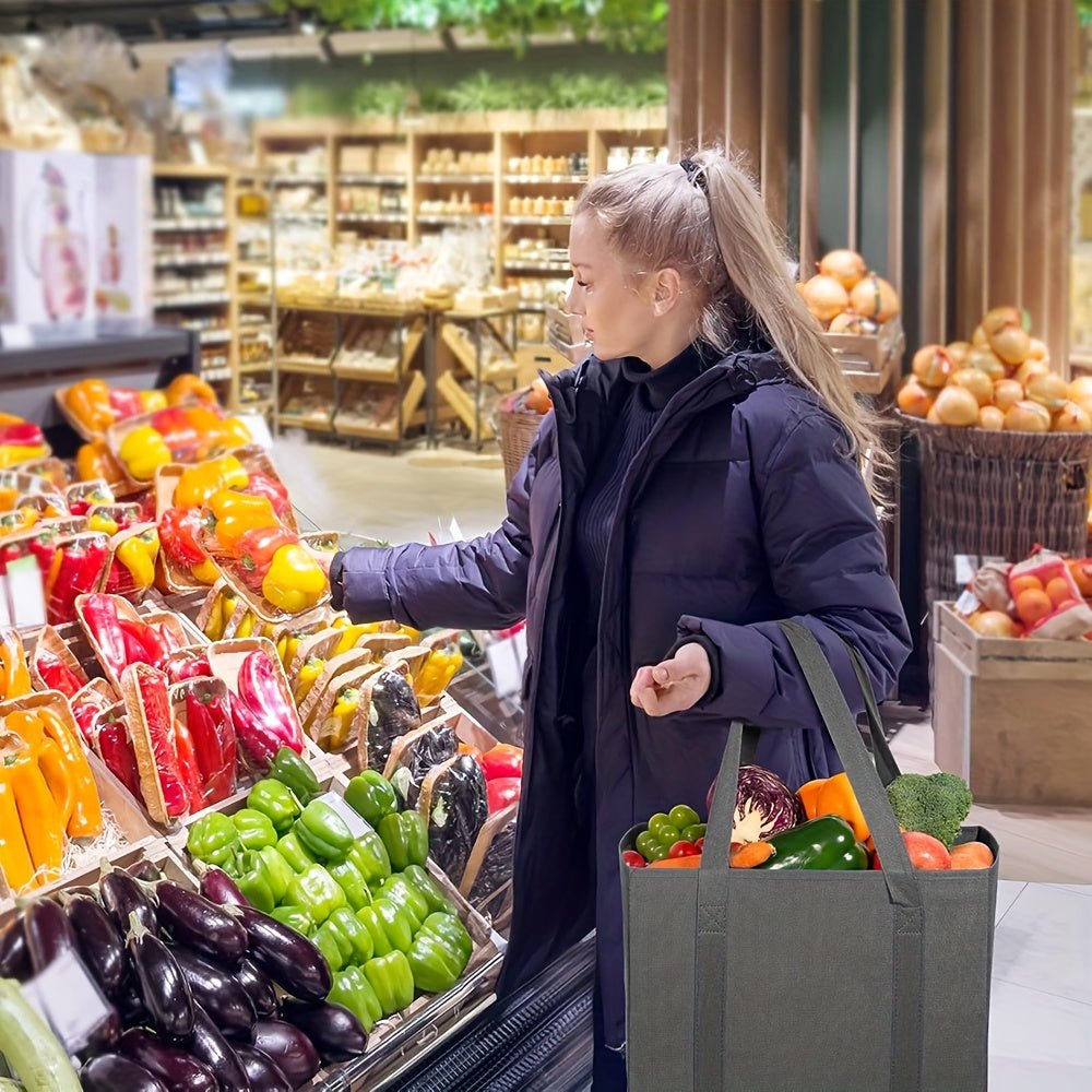 4 - Pack Heavy - Duty Reusable Shopping Bags - Durable Non - Woven Tote in Purple & Teal Mix - Reinforced, Foldable, Spacious Grocery Carryall - goosavvy.com