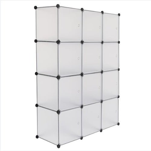 4 - Tier 12 - Cube Plastic Storage Organizer with Doors, DIY Shelving Unit - goosavvy.com