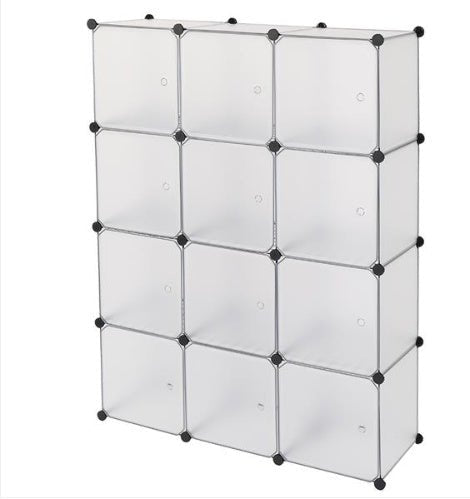 4 - Tier 12 - Cube Plastic Storage Organizer with Doors, DIY Shelving Unit - goosavvy.com