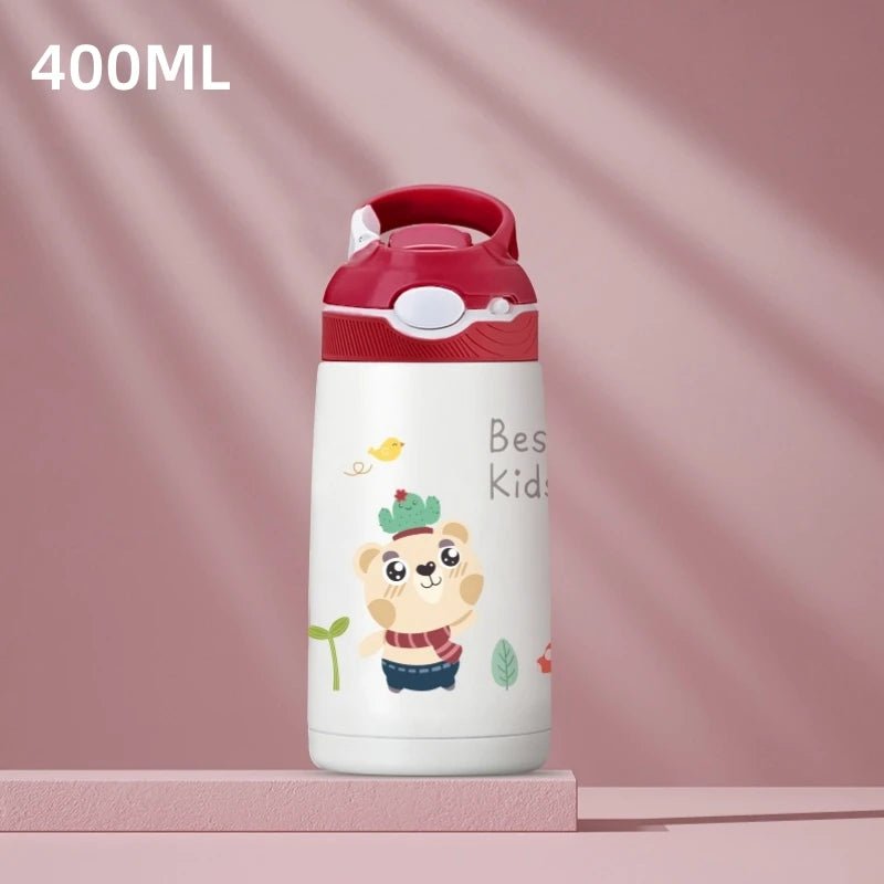 400ML Kids Water Bottle – Cartoon Animal Thermos with Duck Straw, 316 Stainless Steel Vacuum Flask - goosavvy.com